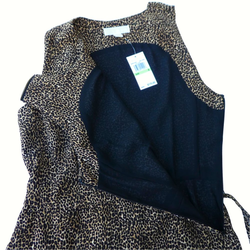 NEW Michael Kors Jumpsuit Belted Animal Cat Print Sleeveless Shoulder Zip Crop 8 - Picture 9 of 15